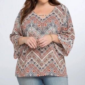 Torrid Strappy Aztec Print Blouse Size 0X